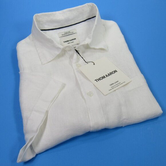THOM AARON Men's S/S Shirt 100% Linen/European Flax White Size XXL - Picture 1 of 6